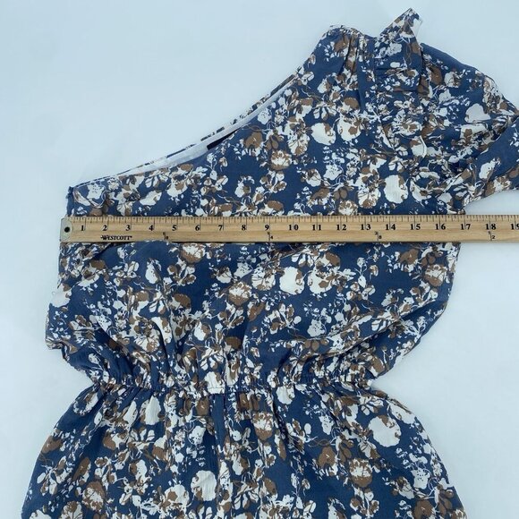 En Saison One Shoulder Floral Print Romper Women's XS Multi Ruffles Anthro - Picture 11 of 16